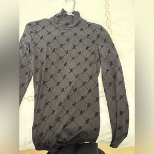 Women pinko Black Patterned Turtleneck Top